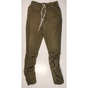 Jaywalker Olive Green Jogger Pants Ruched Zip Ankle Stretch M